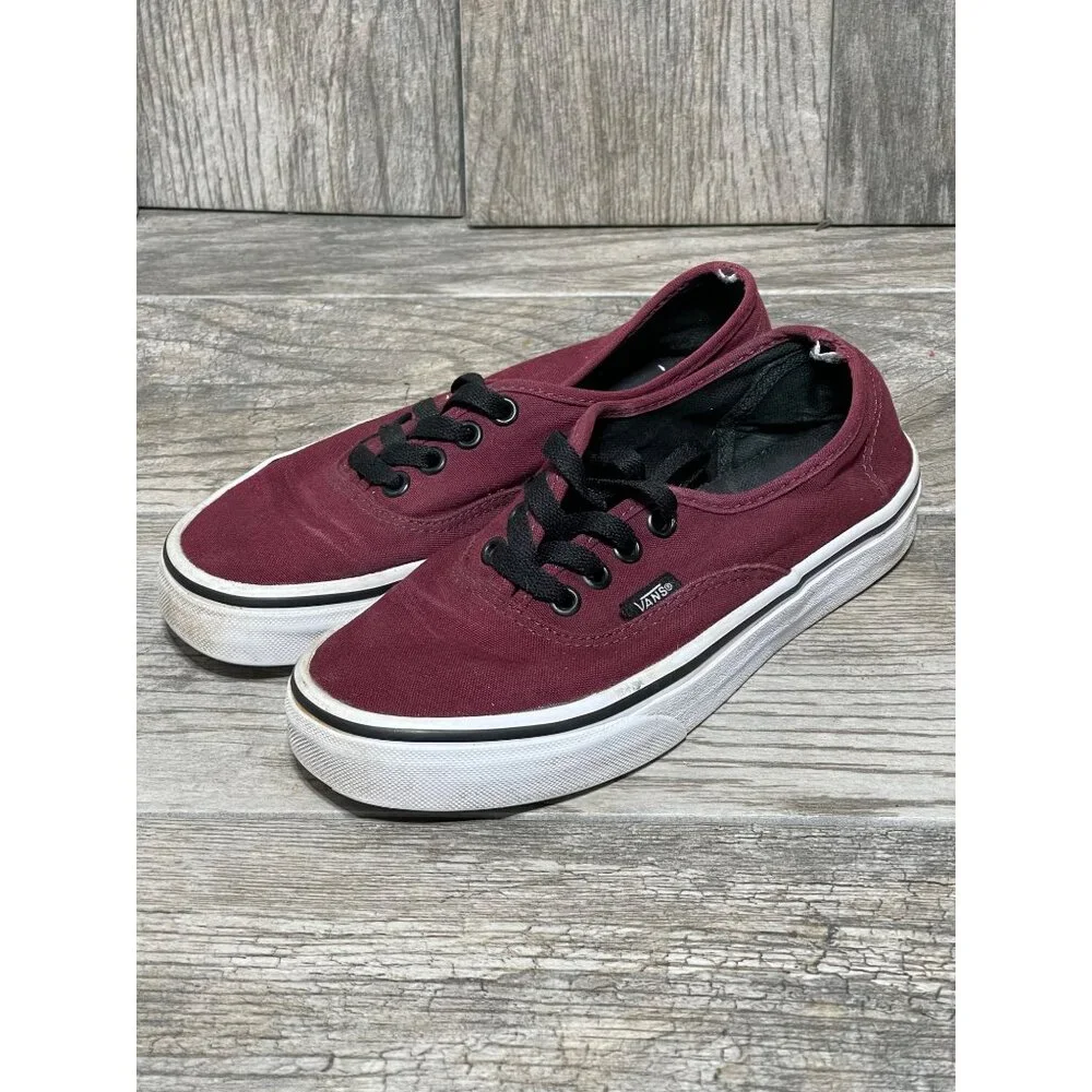 Vans Authentic Low Top Lace Up Red Skater Shoes Women's Size 5.5 - Picture 1 of 11